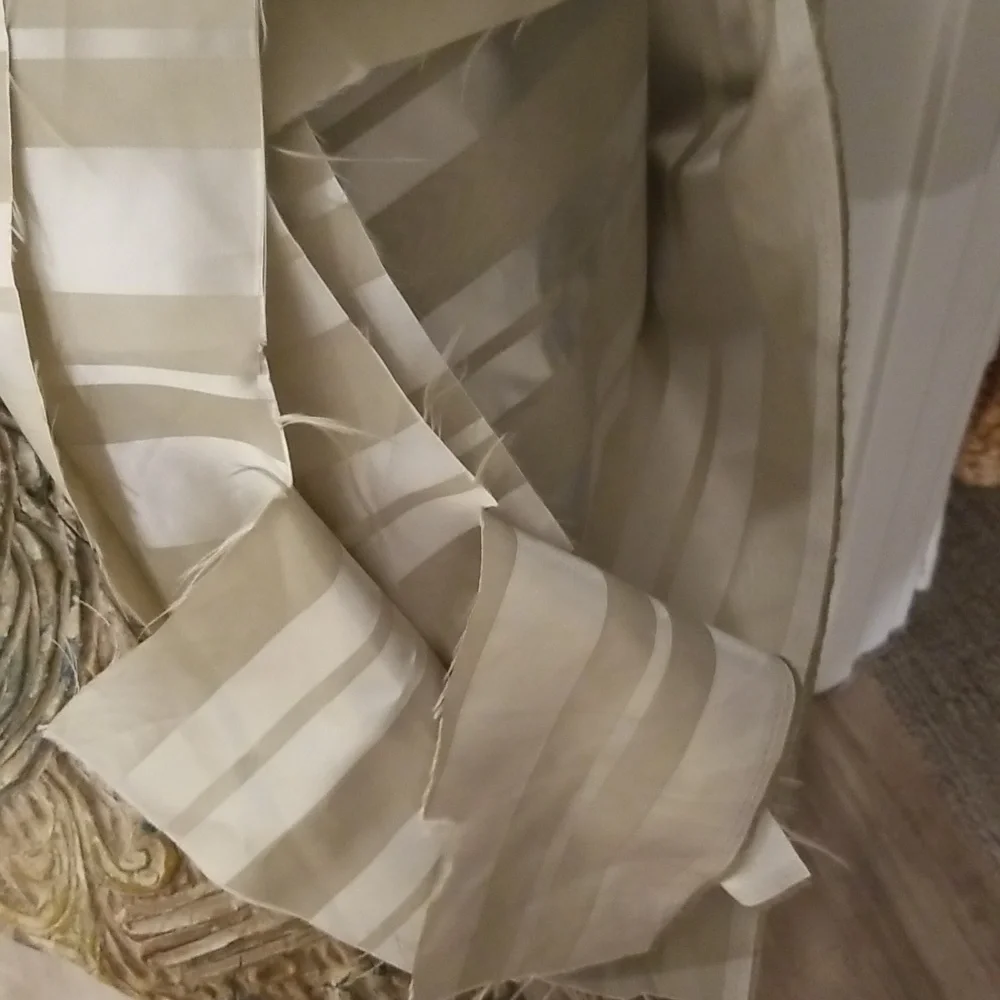 Silk Jacquard Stripe Coffee Cream Upholstery Fabric